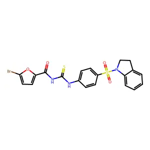 5-bromo-N-({[4-(2,3-dihydro-1H-indol-1-ylsulfonyl)phenyl]amino}carbonothioyl)-2-furamide structure