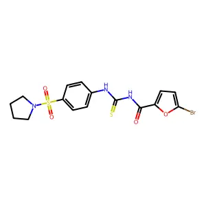 5-bromo-N-((4-(pyrrolidin-1-ylsulfonyl)phenyl)carbamothioyl)furan-2-carboxamide structure