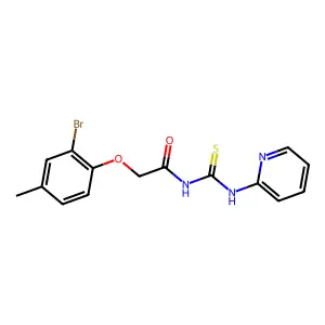 2-(2-bromo-4-methylphenoxy)-N-(pyridin-2-ylcarbamothioyl)acetamide structure