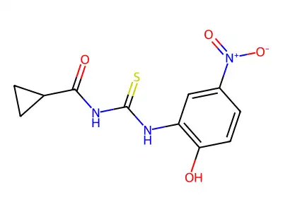 N-[(2-hydroxy-5-nitrophenyl)carbamothioyl]cyclopropanecarboxamide structure