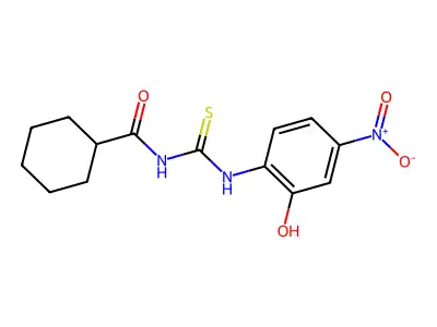 N-[(2-hydroxy-4-nitrophenyl)carbamothioyl]cyclohexanecarboxamide structure