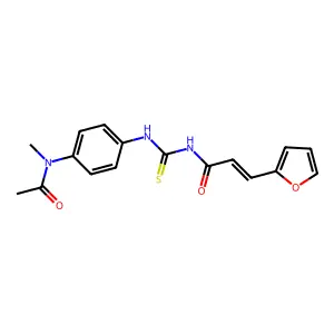 (2E)-N-({4-[acetyl(methyl)amino]phenyl}carbamothioyl)-3-(furan-2-yl)prop-2-enamide structure
