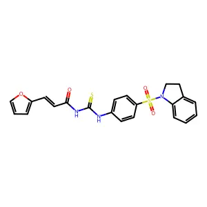 (E)-3-(furan-2-yl)-N-((4-(indolin-1-ylsulfonyl)phenyl)carbamothioyl)acrylamide structure