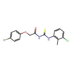 2-(4-bromophenoxy)-N-[(3-chloro-2-methylphenyl)carbamothioyl]acetamide structure