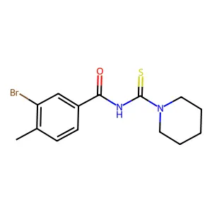 3-bromo-4-methyl-N-(piperidine-1-carbothioyl)benzamide structure