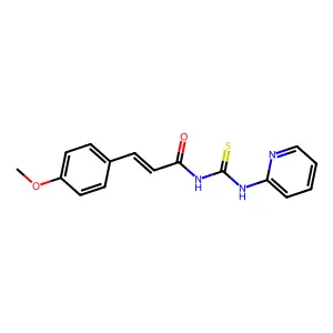 (E)-3-(4-methoxyphenyl)-N-(pyridin-2-ylcarbamothioyl)prop-2-enamide structure