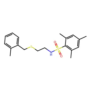 2,4,6-trimethyl-N-{2-[(2-methylbenzyl)sulfanyl]ethyl}benzenesulfonamide structure