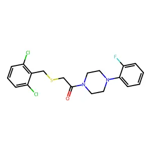 2-[(2,6-Dichlorobenzyl)sulfanyl]-1-[4-(2-fluorophenyl)piperazin-1-yl]ethanone structure