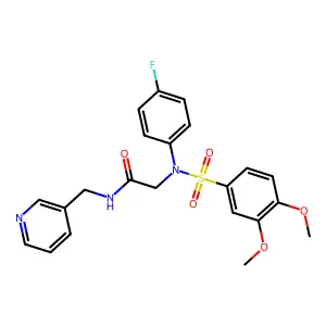 2-{[(3,4-dimethoxyphenyl)sulfonyl]-4-fluoroanilino}-N-(3-pyridinylmethyl)acetamide structure