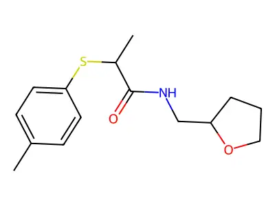 2-[(4-methylphenyl)thio]-N-(tetrahydro-2-furanylmethyl)propanamide structure