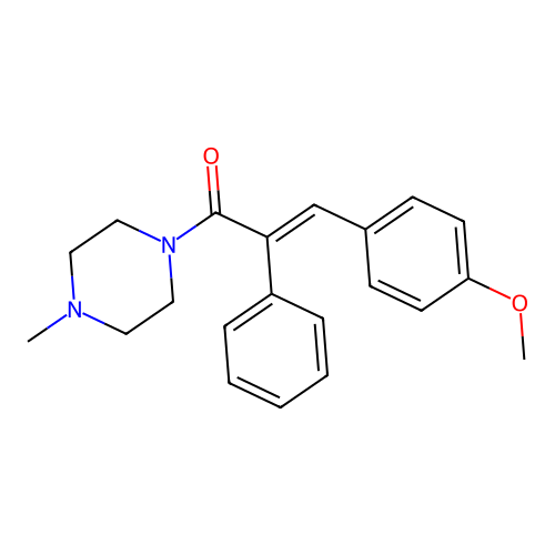 (E)-3-(4-methoxyphenyl)-1-(4-methylpiperazin-1-yl)-2-phenylprop-2-en-1-one structure