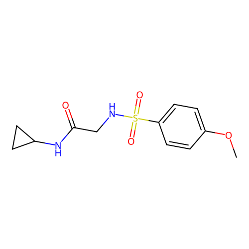 N-cyclopropyl-2-{[(4-methoxyphenyl)sulfonyl]amino}acetamide structure