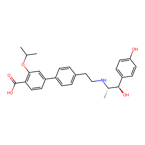 4-(2-{[(1S,2R)-2-Hydroxy-2-(4-hydroxyphenyl)-1-methylethyl]-amino}ethyl)-3-isopropoxy-4-biphenylcarboxylic acid structure