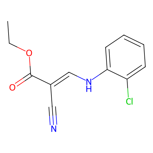 Ethyl 3-(2-chloroanilino)-2-cyanoacrylate structure