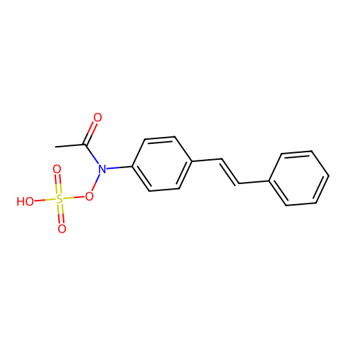 Hydroxylamine-O-sulfonic acid, N-acetyl-N-(4-(2-phenylethenyl)phenyl)- structure