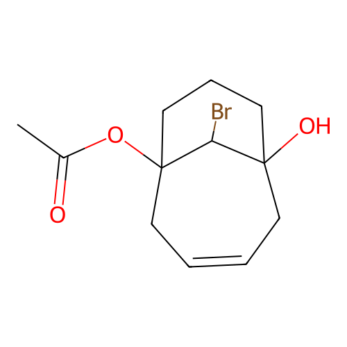 (10-Bromo-6-hydroxy-1-bicyclo[4.3.1]dec-3-enyl) acetate structure