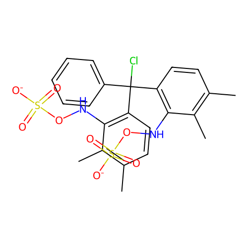 Aniline, 4,4'-(alpha-chlorobenzylidene)bis(N,N-dimethyl-, sulfate (1:1) structure