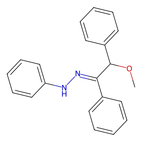 N-[(2-methoxy-1,2-diphenylethylidene)amino]aniline structure