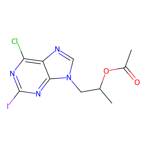 [2-(6-Chloro-2-iodo-purin-9-yl)-1-methyl-ethyl] acetate structure