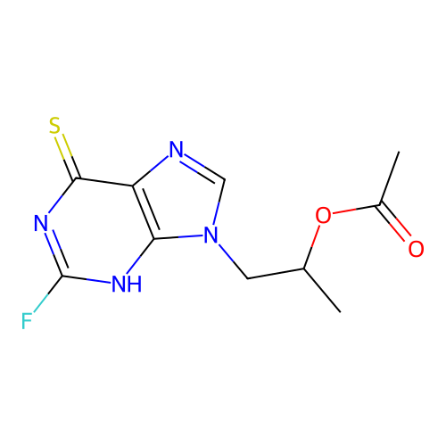 [2-(2-fluoro-6-thioxo-1H-purin-9-yl)-1-methyl-ethyl] acetate structure
