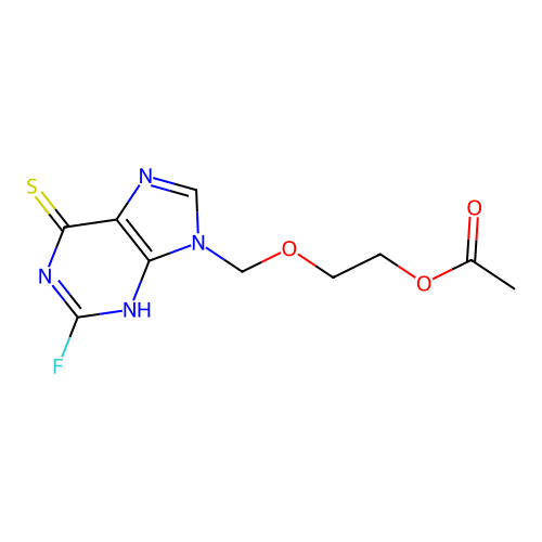 2-[(2-fluoro-6-thioxo-1H-purin-9-yl)methoxy]ethyl acetate structure