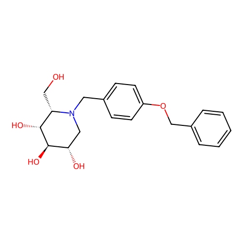(2S,3R,4R,5S)-1-{[4-(benzyloxy)phenyl]methyl}-2-(hydroxymethyl)piperidine-3,4,5-triol structure