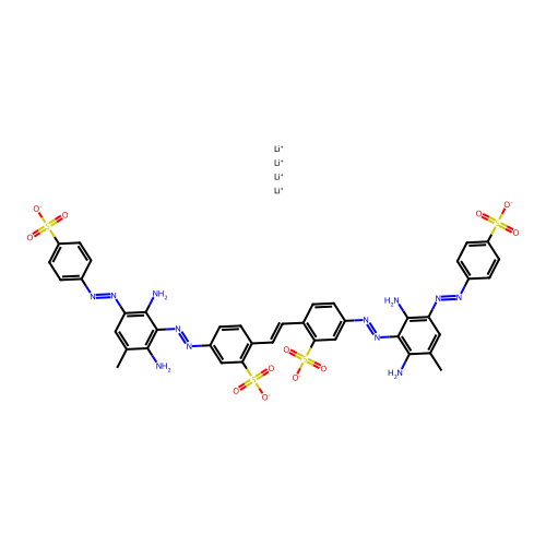 Benzenesulfonic acid, 2,2'-(1,2-ethenediyl)bis(5-((2,6-diamino-3-methyl-5-((4-sulfophenyl)azo)phenyl)azo)-, tetralithium salt structure