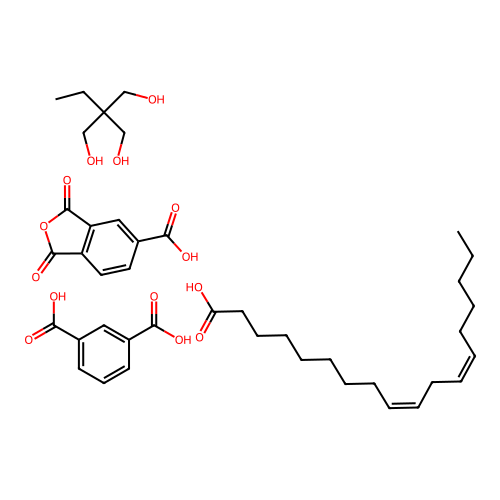 C18-H32-O2.x-(C9H4-O5.C8-H6-O4.C6-H14-O3)x- structure