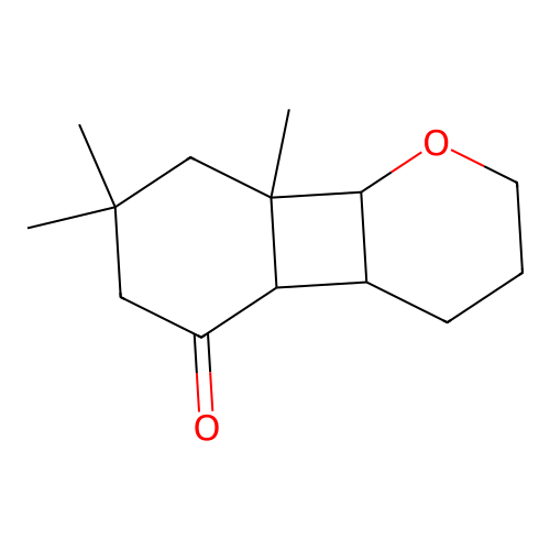 Octahydro-7,7,8a-trimethyl-2H-benzo(3,4)cyclobuta(1,2-b)pyran-5(8H)-one structure