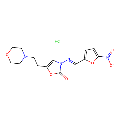 5-(2-(4-Morpholinyl)ethyl)-3-(((5-nitro-2-furanyl)methylene)amino)-2(3H)-oxazolone monohydrochloride structure