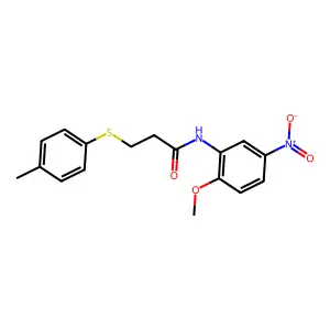 N-(2-methoxy-5-nitrophenyl)-3-(p-tolylthio)propanamide structure