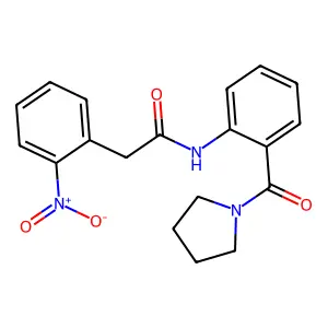 2-(2-nitrophenyl)-N-[2-(pyrrolidine-1-carbonyl)phenyl]acetamide structure