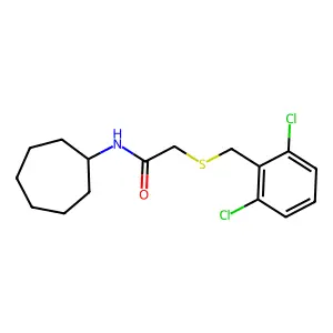 N-cycloheptyl-2-[(2,6-dichlorobenzyl)sulfanyl]acetamide structure