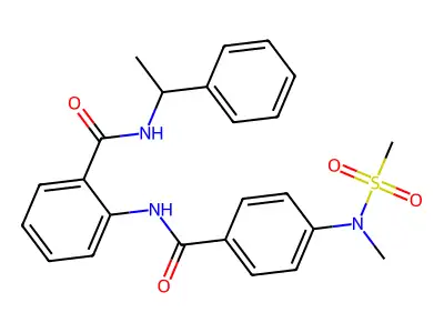 2-[[4-[methyl(methylsulfonyl)amino]benzoyl]amino]-N-(1-phenylethyl)benzamide structure