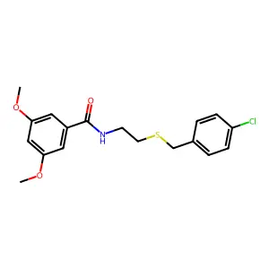 N-[2-[(4-chlorophenyl)methylsulfanyl]ethyl]-3,5-dimethoxybenzamide structure