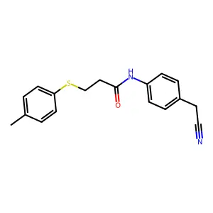 N-[4-(cyanomethyl)phenyl]-3-(4-methylphenyl)sulfanylpropanamide structure