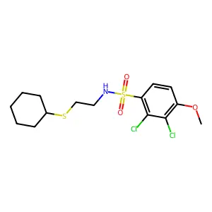 2,3-dichloro-N-(2-cyclohexylsulfanylethyl)-4-methoxybenzenesulfonamide structure