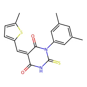 (5E)-1-(3,5-dimethylphenyl)-5-[(5-methylthiophen-2-yl)methylidene]-2-sulfanylidene-1,3-diazinane-4,6-dione structure