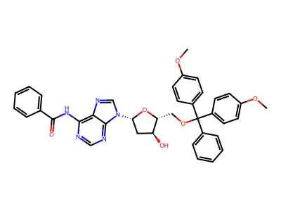 Adenosine, N-benzoyl-5'-O-(bis(4-methoxyphenyl)phenylmethyl)-2'-deoxy- structure