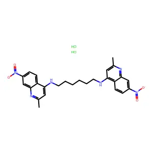 1,6-Hexanediamine, N,N'-bis(2-methyl-7-nitro-4-quinolinyl)-, dihydrochloride structure