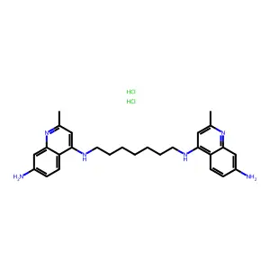 Quinoline, 4,4'-heptamethylenediiminobis(7-amino-2-methyl-, dihydrochloride, methanol, monohydrate structure