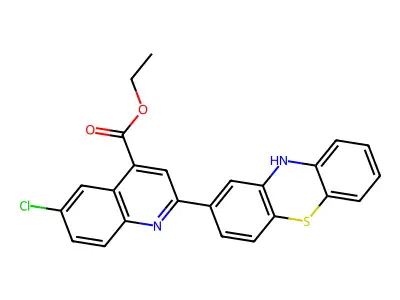 4-Quinolinecarboxylic acid, 6-chloro-2-(10H-phenothiazin-2-yl)-, ethyl ester structure