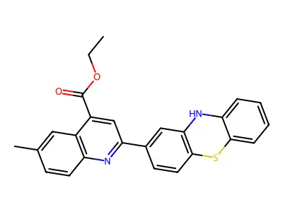 4-Quinolinecarboxylic acid, 6-methyl-2-(10H-phenothiazin-2-yl)-, ethyl ester structure