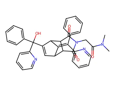 5-Norbornene-2,3-dicarboximide, N-(dimethylcarbamoylmethyl)-5-(alpha-hydroxy-alpha-2-pyridylbenzyl)-7-(alpha-2-pyridylbenzylidene)-, hydrate, endo- (1:1) structure