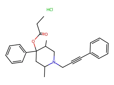 4-Piperidinol, 2,5-dimethyl-4-phenyl-1-(3-phenyl-2-propynyl)-, propanoate (ester), hydrochloride structure