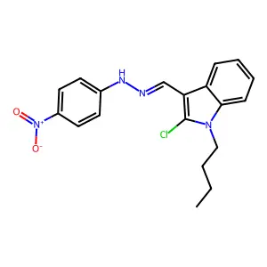 N-[(1-butyl-2-chloroindol-3-yl)methylideneamino]-4-nitroaniline structure
