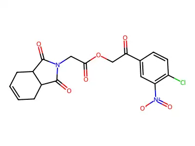 2-(4-chloro-3-nitrophenyl)-2-oxoethyl (1,3-dioxo-1,3,3a,4,7,7a-hexahydro-2H-isoindol-2-yl)acetate structure