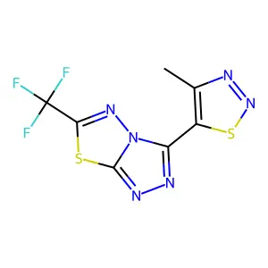 3-(4-methylthiadiazol-5-yl)-6-(trifluoromethyl)-[1,2,4]triazolo[3,4-b][1,3,4]thiadiazole structure