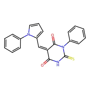 (5E)-1-phenyl-5-[(1-phenylpyrrol-2-yl)methylidene]-2-sulfanylidene-1,3-diazinane-4,6-dione structure