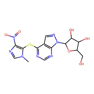 2-(hydroxymethyl)-5-[4-(3-methyl-5-nitroimidazol-4-yl)sulfanylpyrazolo[3,4-d]pyrimidin-1-yl]oxolane-3,4-diol structure
